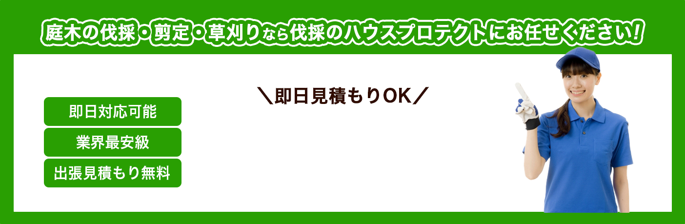 庭木の伐採・剪定・草刈りなら伐採のハウスプロテクトにお任せください