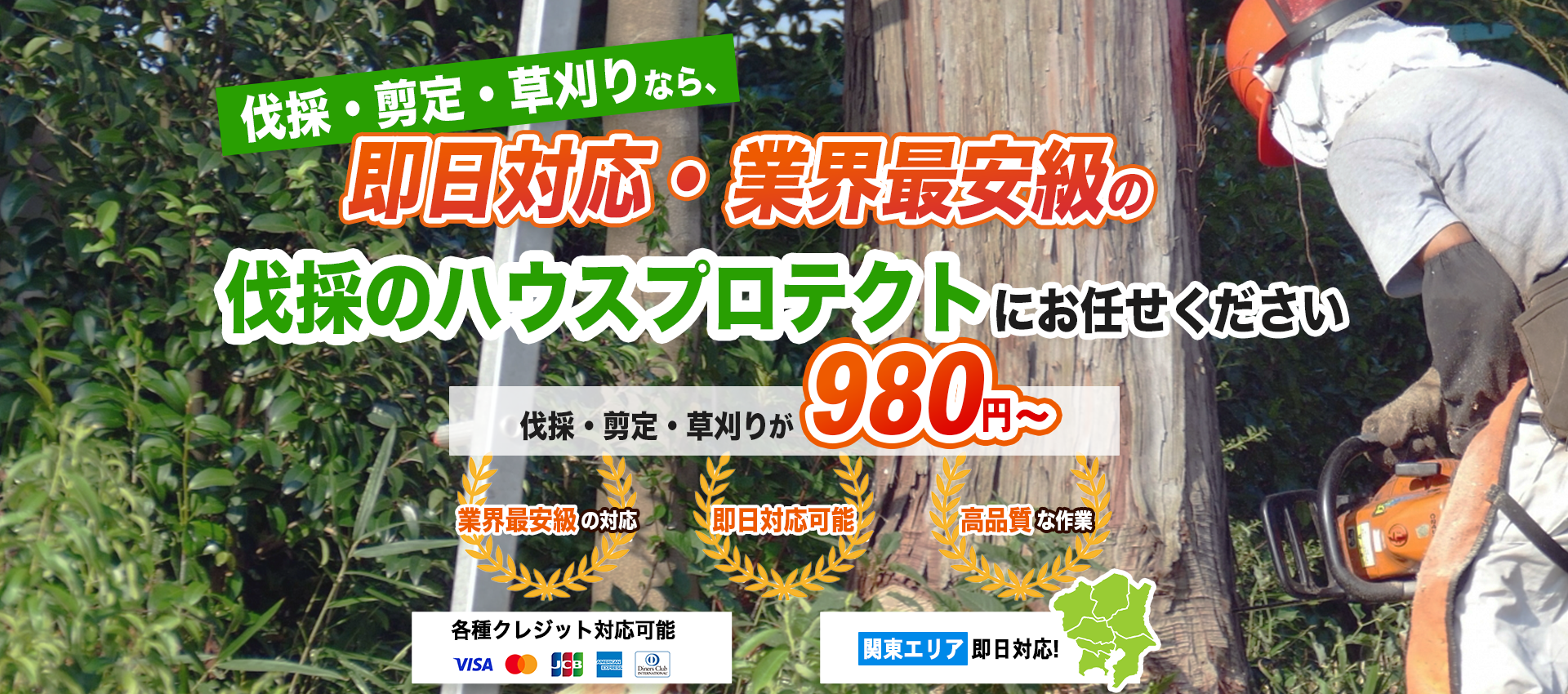 伐採・剪定・草刈りなら、即日対応・業界最安級の伐採のハウスプロテクトにお任せください